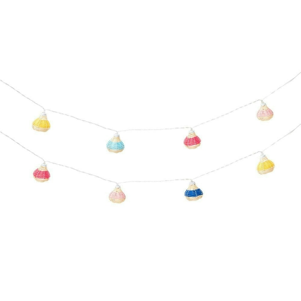 image 1 of ValueLights 10 x Battery Operated Outdoor Multi Coloured Rattan Garden String Lights
