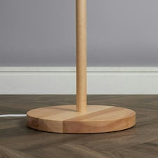ValueLights Modern Light Wood Floor Lamp With Beige Fabric Shade
