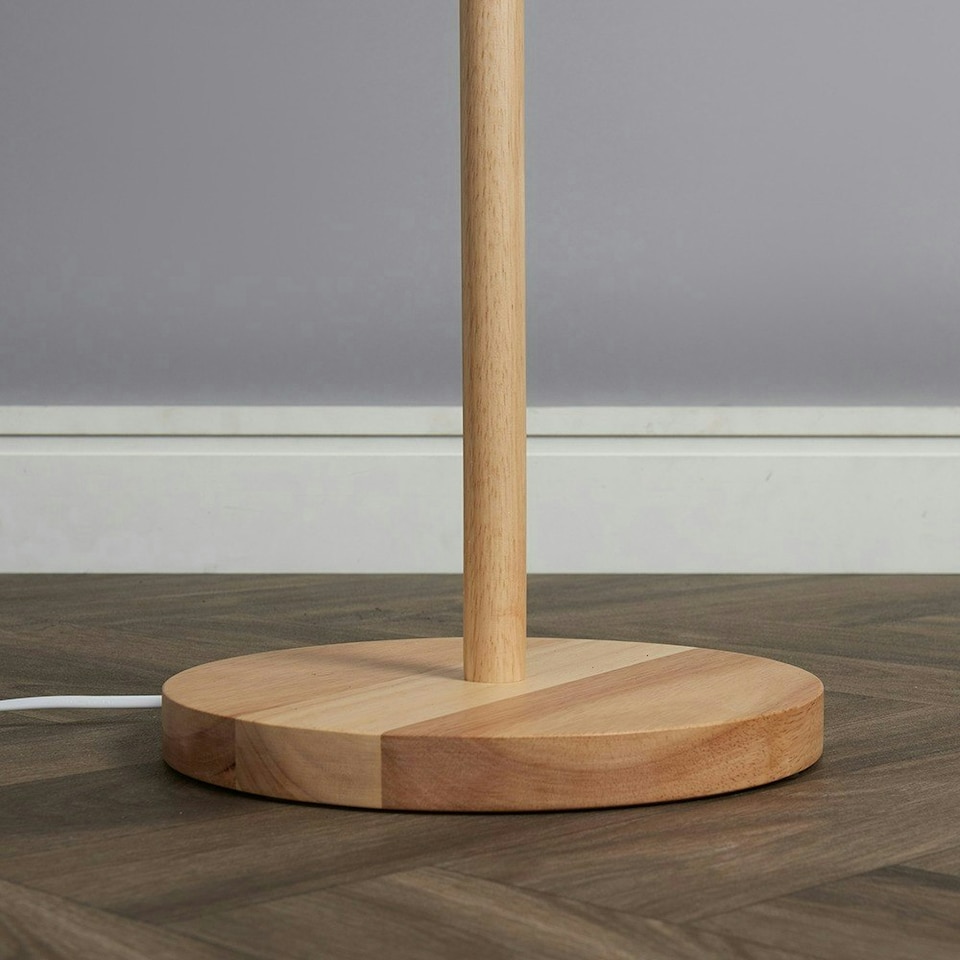 image 1 of ValueLights Modern Light Wood Floor Lamp With Beige Fabric Shade