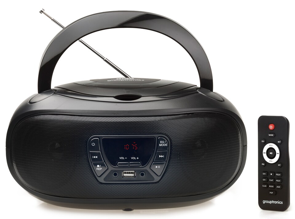 image 1 of Grouptronics Small Portable CD Player For Home With Speakers – Boombox Mains Or Battery Powered, FM Radio, Supports MP3 Audio Books - GTCDR-501
