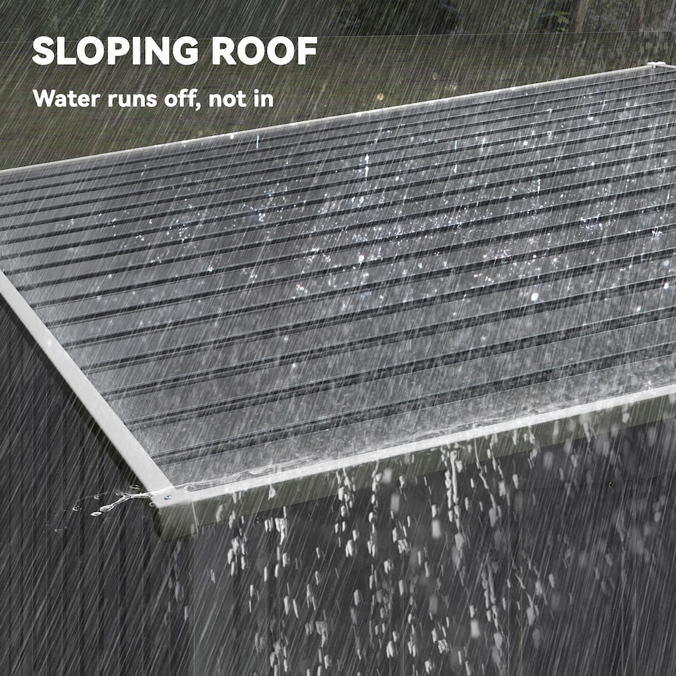 image 1 of Outsunny 7 x 5FT Galvanised Metal Garden Shed with Foundation, Lean to Shed, Tool Storage House with Sliding Doors, 2 Vents, Adjustable Shelves and Hooks, Dark Grey | Grey | 1