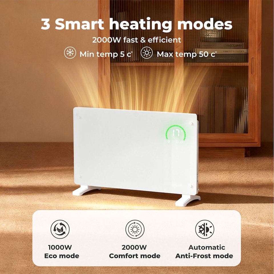 image 1 of Spector Electric Radiator 2000W Panel Heater Wall Mounted Freestanding White