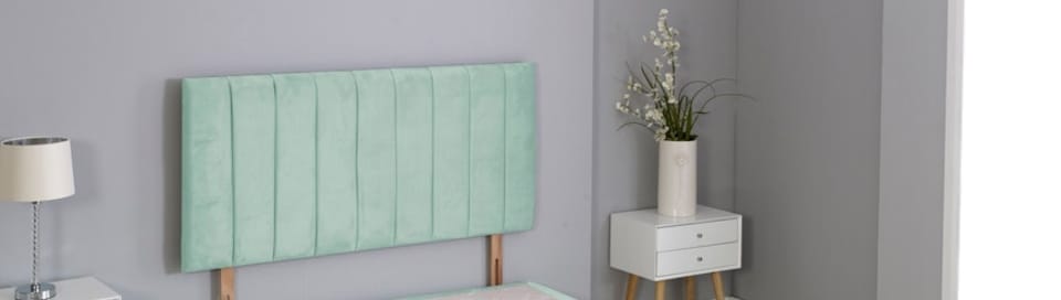 image 1 of Duck Egg Plush Velvet 9 Panel Headboard | Multi | 4FT6 Double 20"inch Headboard