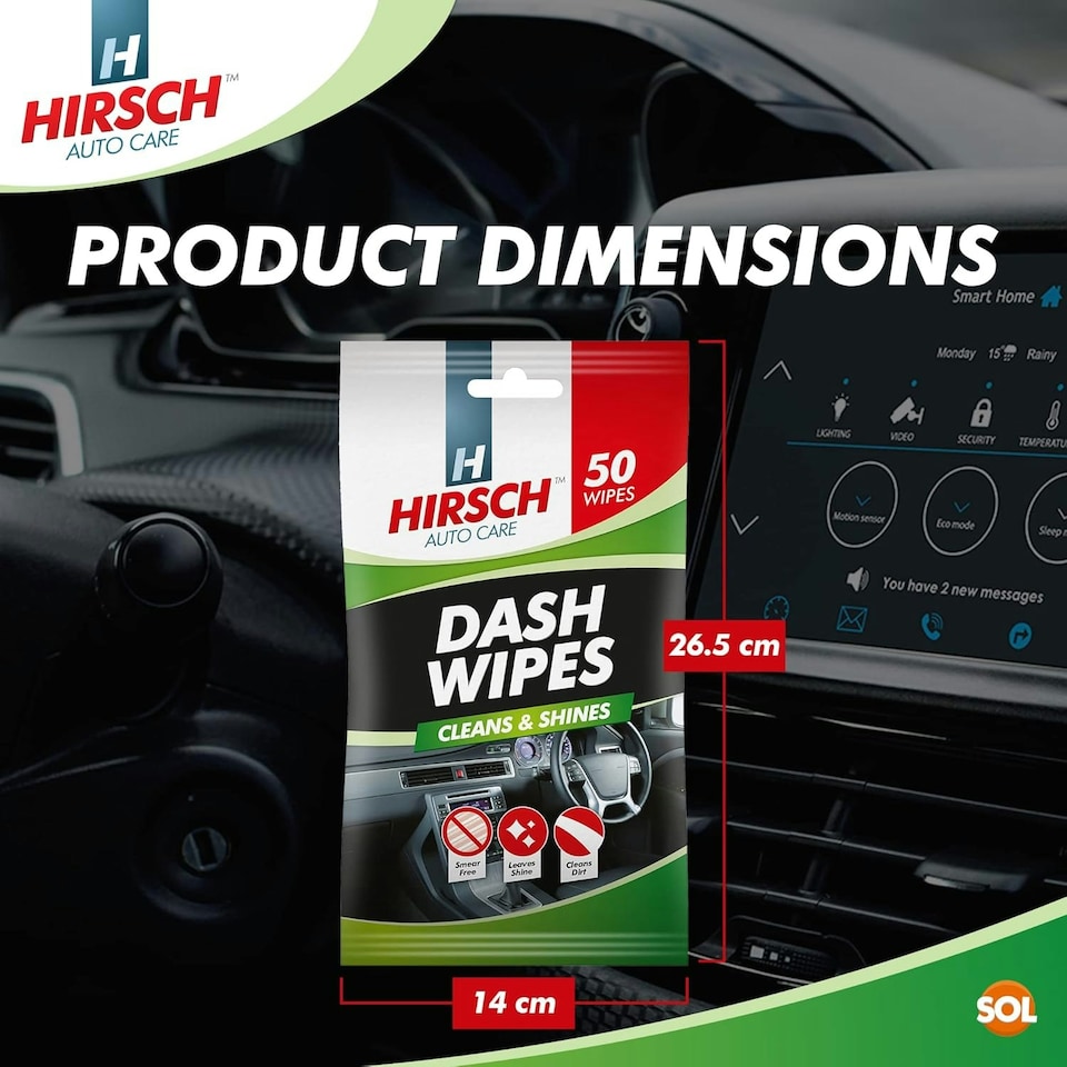 image 1 of SOL 100pk Dash Wipes, New Car Fragrance Dashboard Cleaner, Cleans and Shines