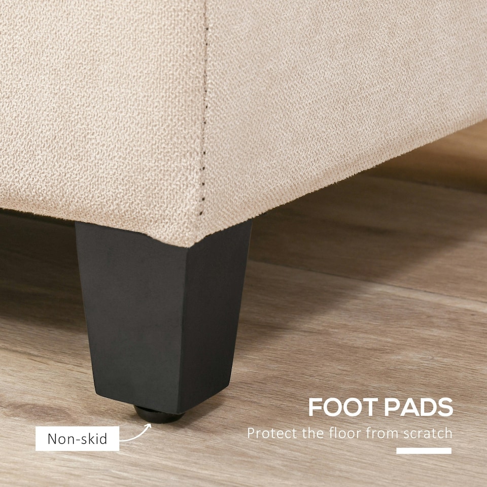 image 1 of HOMCOM Storage Ottoman Bench Padded w/ Tufting Hinged Lid Wood Frame Beige