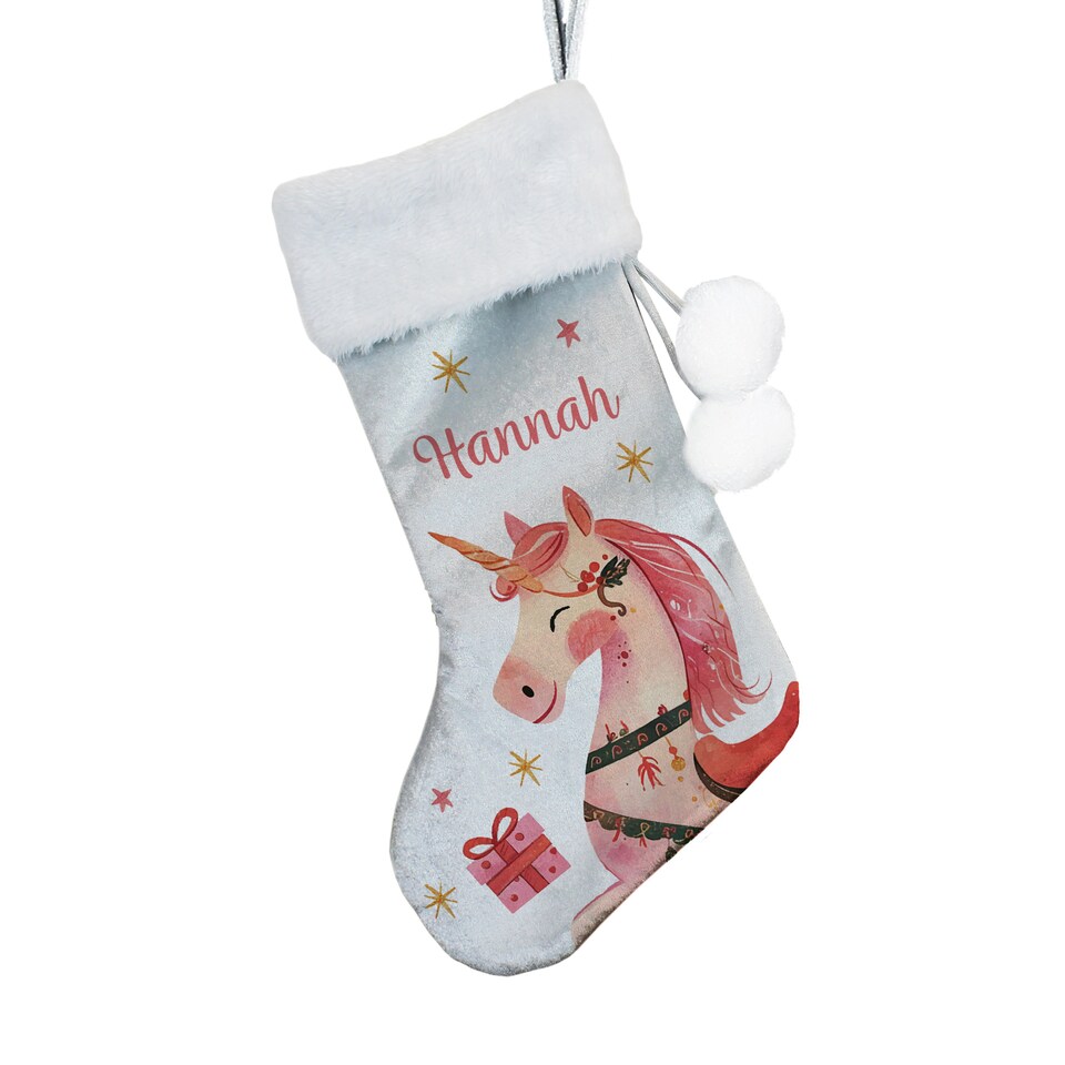 image 1 of Personalised Unicorn Christmas Stocking