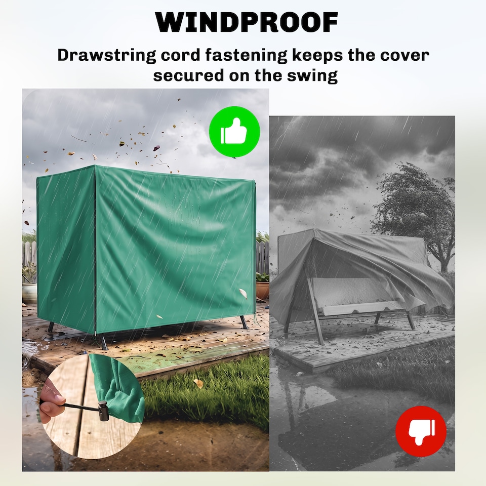 image 1 of Outsunny 3 Seater Garden Swing Cover, Windproof and Anti-UV, Green
