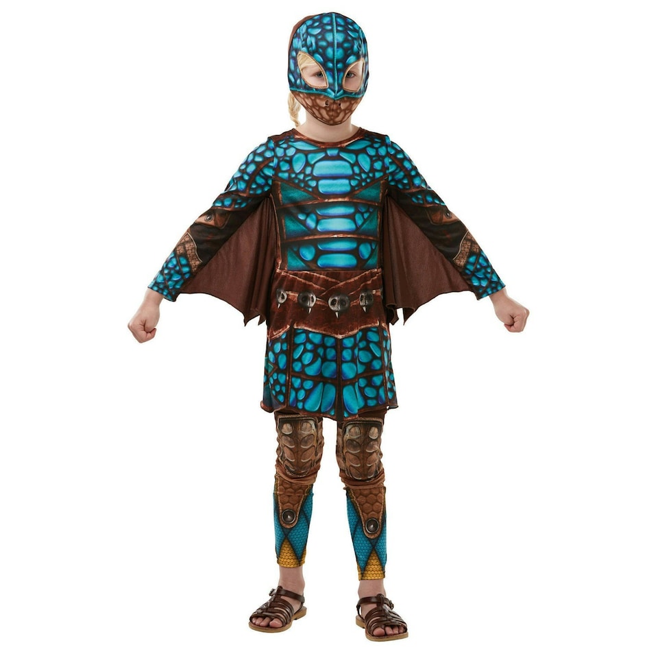 image 1 of How To Train Your Dragon Girls Deluxe Astrid Battlesuit Costume - Brown/Blue - 5-6 Years 5