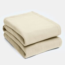 OHS Plain Fleece Blanket Bedspread, 125x150cm - Cream