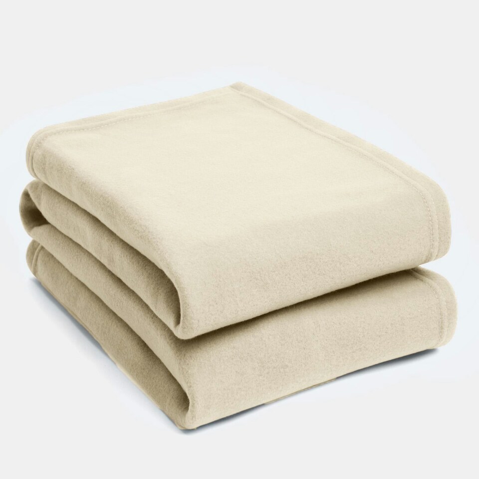 image 1 of OHS Plain Fleece Blanket Bedspread, 125x150cm - Cream