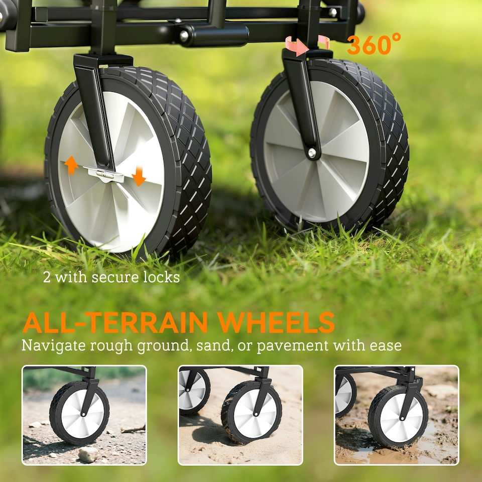 image 1 of Outsunny Folding Outdoor Storage Trolley Cart Bag Telescopic Handle Brakes Blue