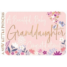 Words 'n' Wishes Traditional Congratulations on New Baby Granddaughter, Birth of Granddaughter Card, Multi-Coloured, 20.3 x 13.9 cms