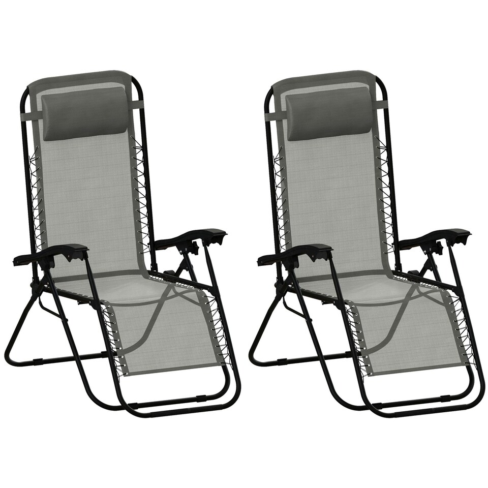 image 1 of Garden Vida Set of 2 Zero Gravity Chairs - Grey