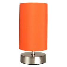 ValueLights Francis Chrome Touch Table Lamp Orange Shade