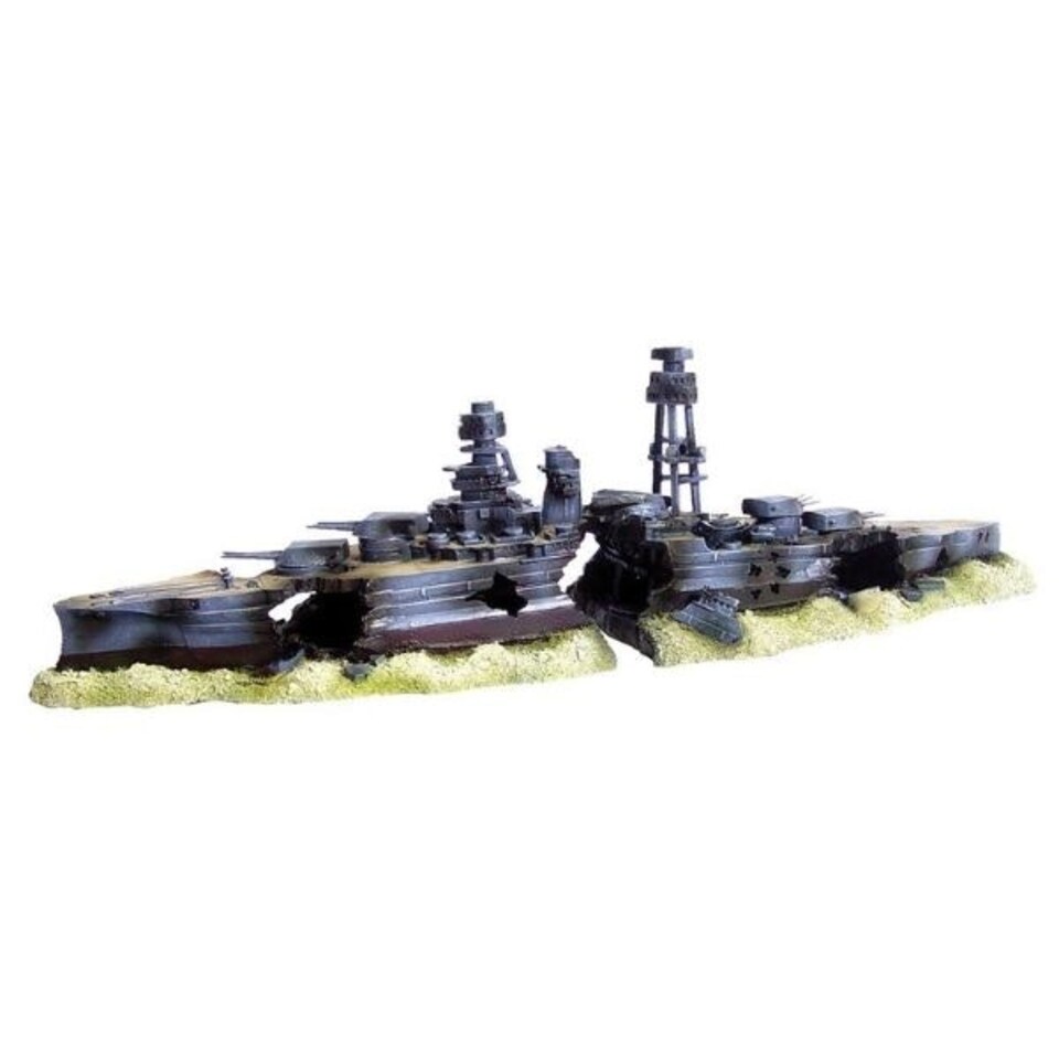 Aquarium Ornament Battleship in 2 Halves