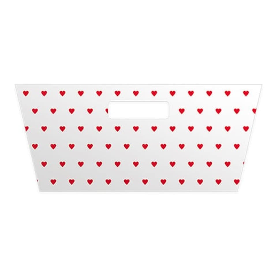 White with Love Hearts Valentine's Printed Hamper Tray 30cm