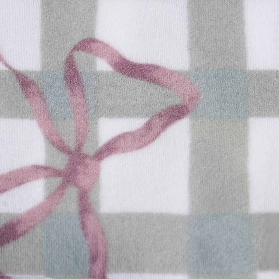 image 1 of OHS Bow Gingham Polar Fleece Throw Blanket Lightweight Bedspread | Blue