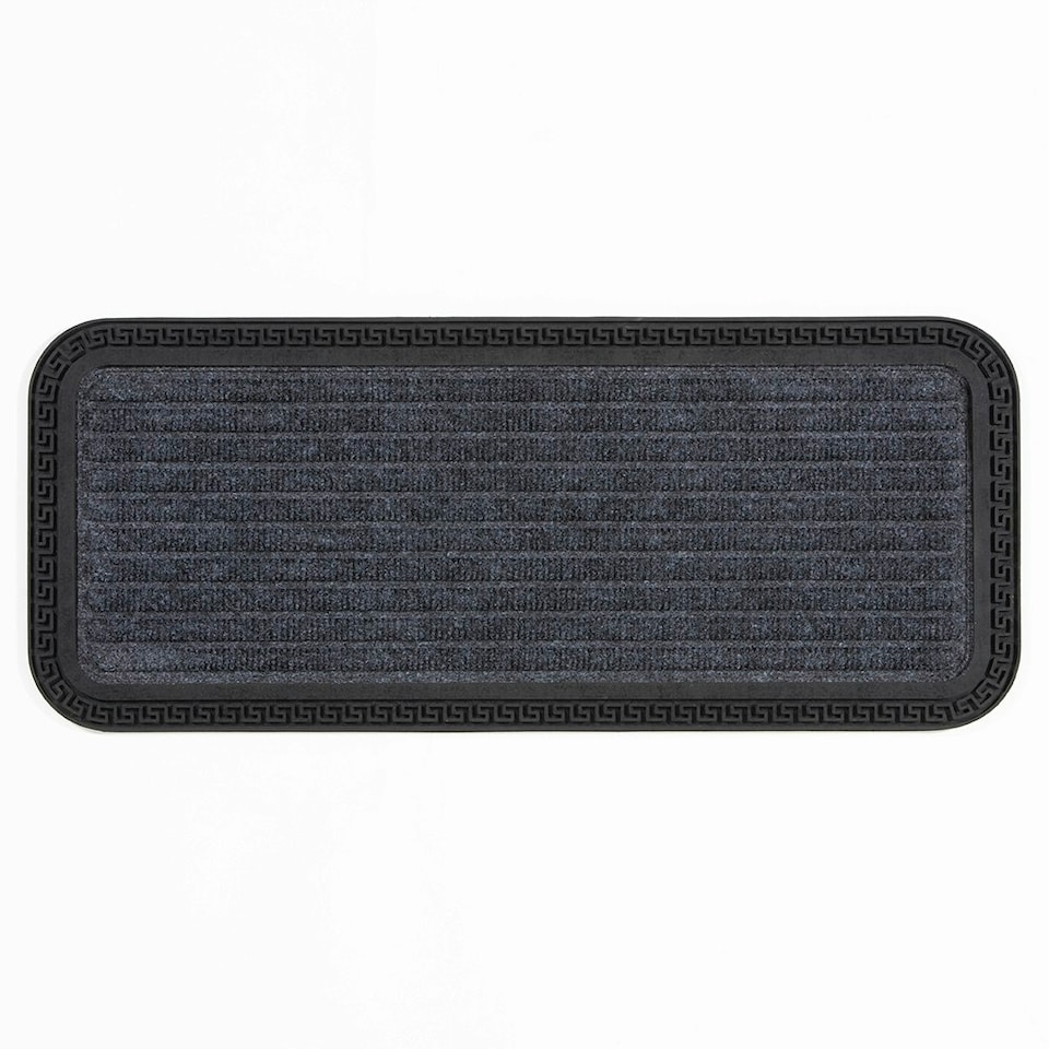 image 1 of Millbrook Stripe Embossed Backed Polypropylene 25x60cm Grey Doormat