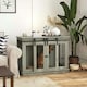 image 2 of PawHut Dog Crate Furniture for Large Dogs, Double Dog Cage for Small Dogs, Grey