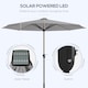 image 3 of Outsunny 2.65m Garden Parasol with Lights, Solar Charged Warm Yellow LED Patio Umbrella with Crank Handle, for Balcony, Outdoor and Lawn Light Grey
