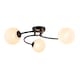 image 2 of Modern 3-Arm Matte Black Ceiling Light with Opal Swirl Glass Spherical Shades | Black