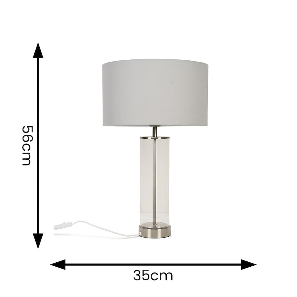 image 1 of ValueLights Balan Brushed Chrome Table Lamp Grey Shade