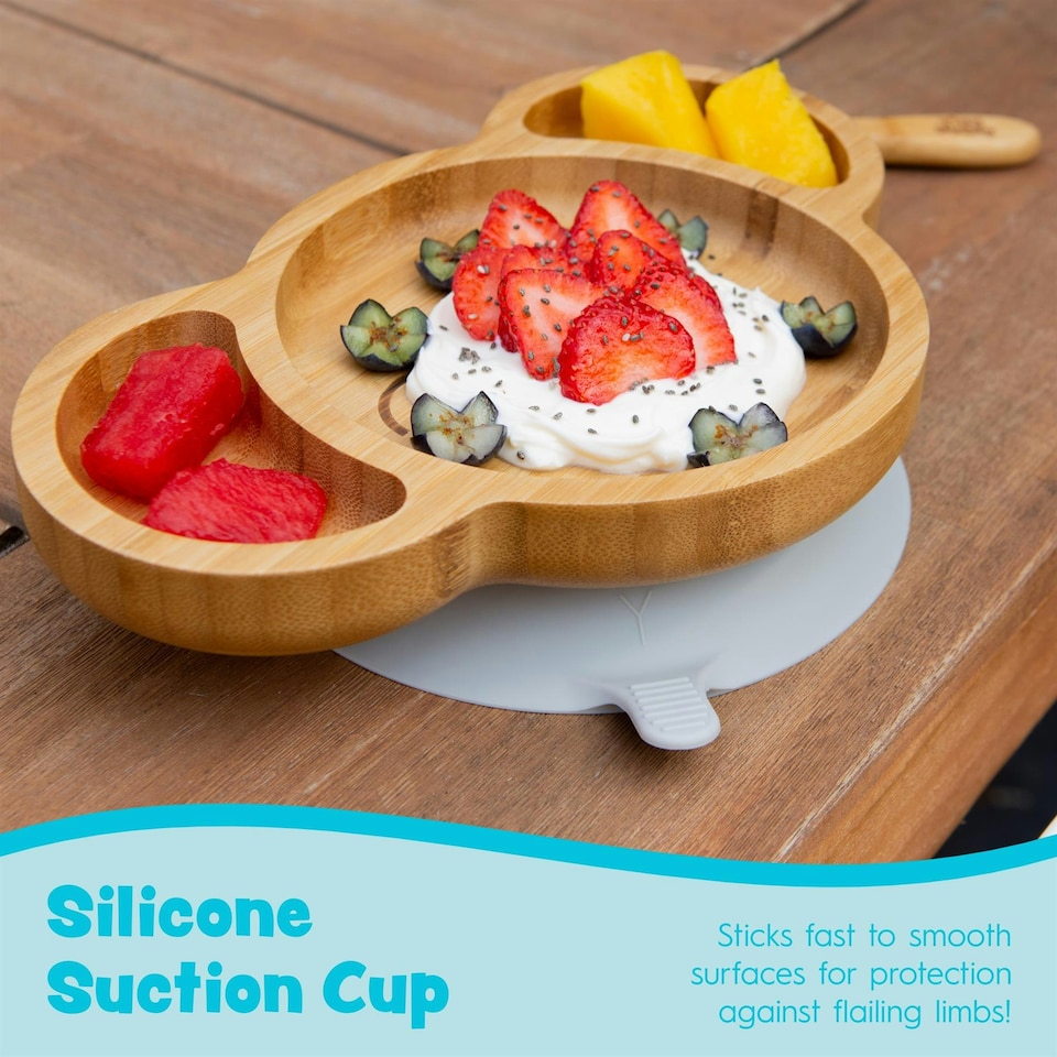 image 1 of Tiny Dining Children's Bamboo Suction Koala Dinner Set - White