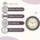 image 8 of Marco Paul 30cm Distressed Wall Clock and Thermometer Brown