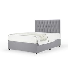 Signature Platinum 2000 Pocket Sprung Silver Plush Velvet Divan Set And Lona Headboard Super King