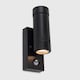 image 2 of ValueLights Pair of Black PIR Outdoor Wall Up-Down Lights with 3W Warm White Bulbs
