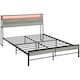 image 6 of HOMCOM LED King Bed Frame with Charging Station, 150 x 200cm, Cement Grey