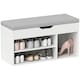 image 6 of HOMCOM Sit-On Shoe Storage Unit w/ Hidden Compartment Handles Cream
