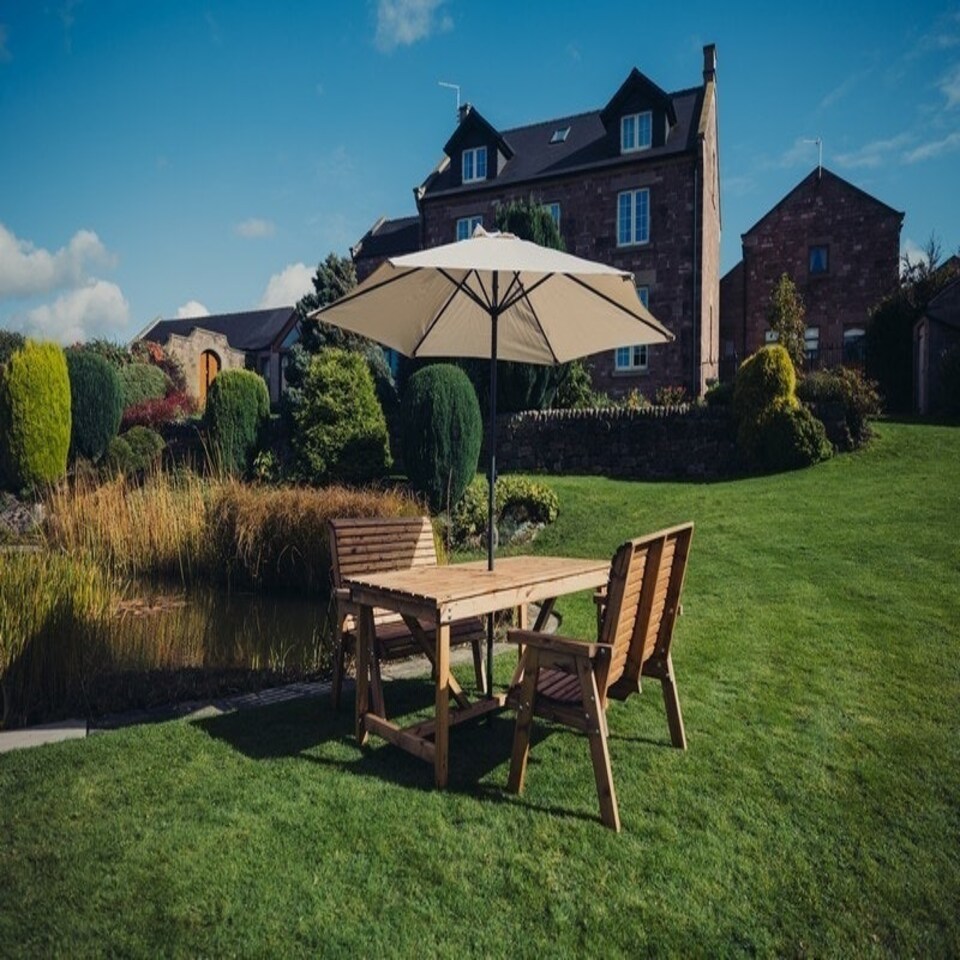image 1 of Valley 4 Seat Set 2X2B Table - Timber - L99 x W113 x H95 cm - Garden Furniture - Minimal Assembly Required