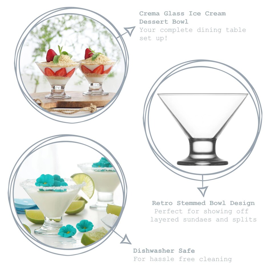 image 1 of LAV Crema Ice Cream Bowls - 11cm - Clear - Pack of 6 | Clear | Clear