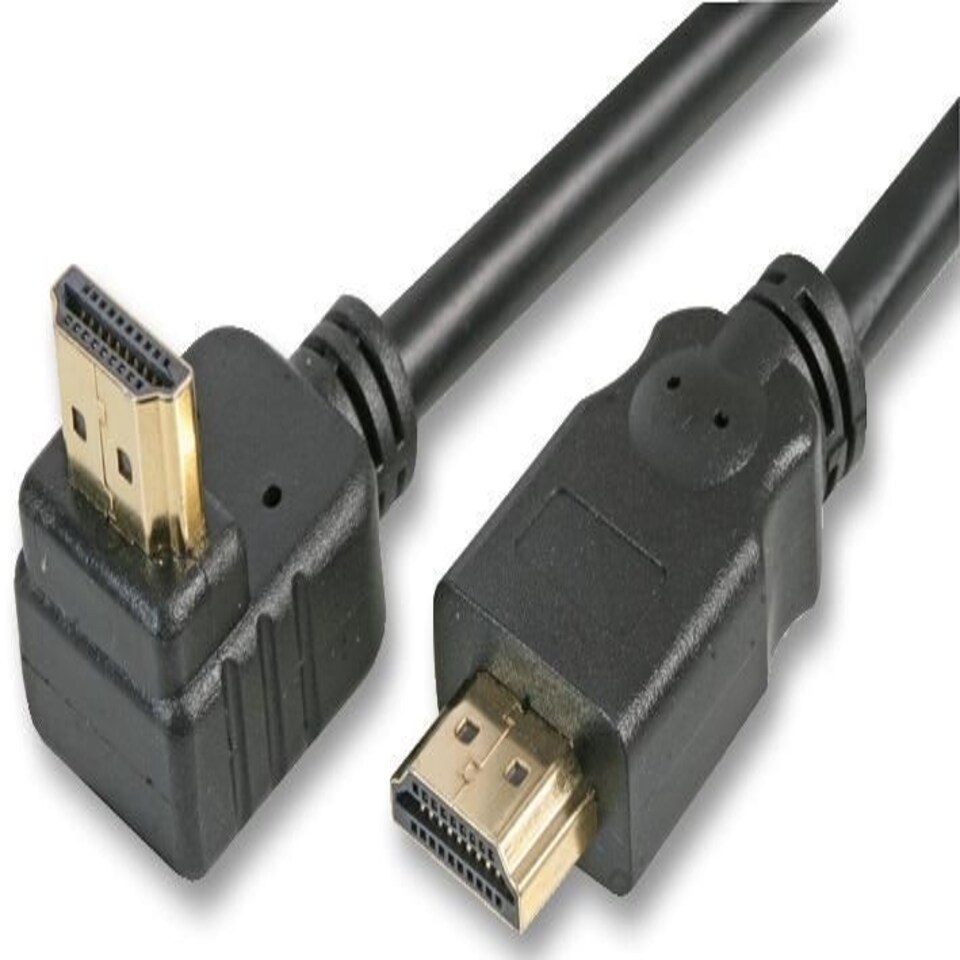 PRO SIGNAL High Speed 4K UHD HDMI, 90° to Male, Gold Plated Connectors, 2m Black