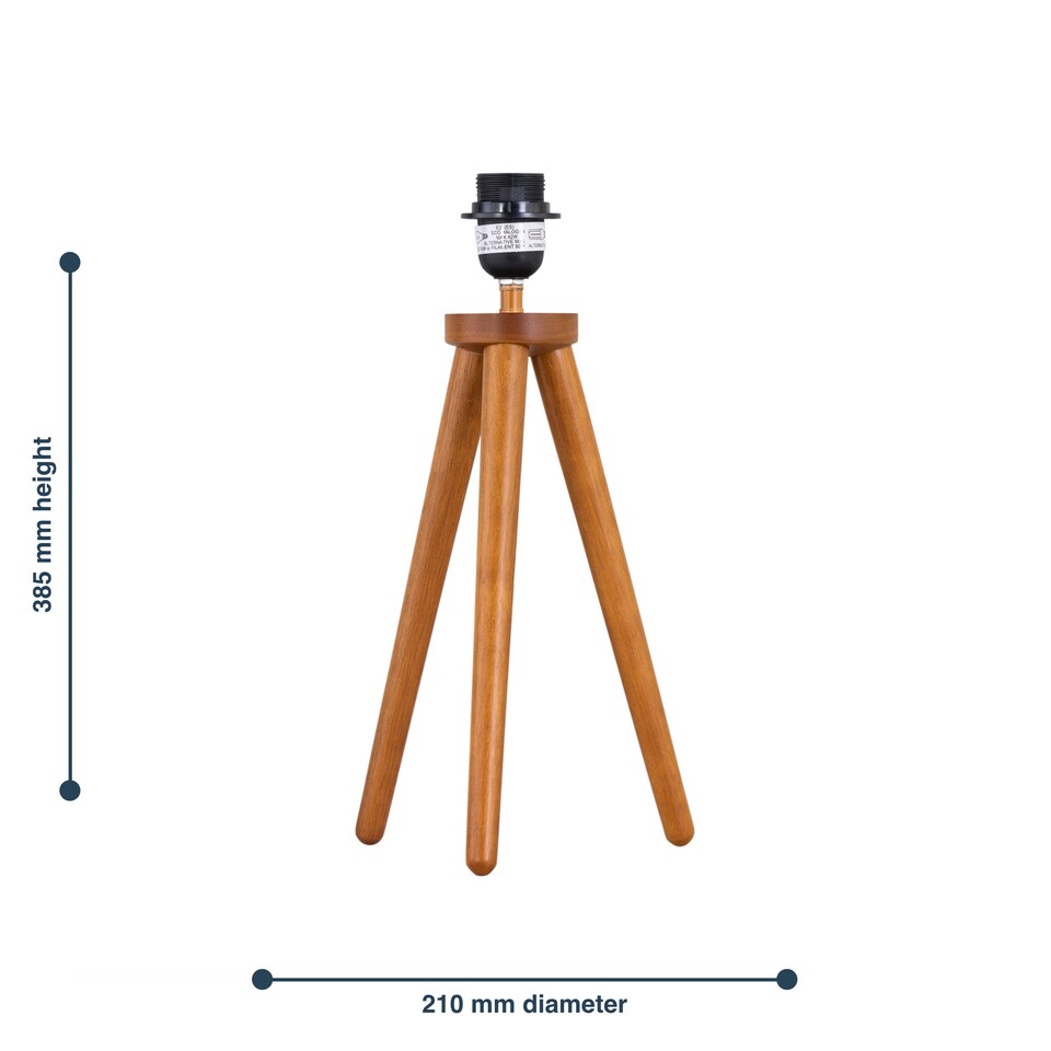 image 1 of Voyage - Dark Oak Wooden Tripod Lamp Base | Brown | Dark oak wood | 1