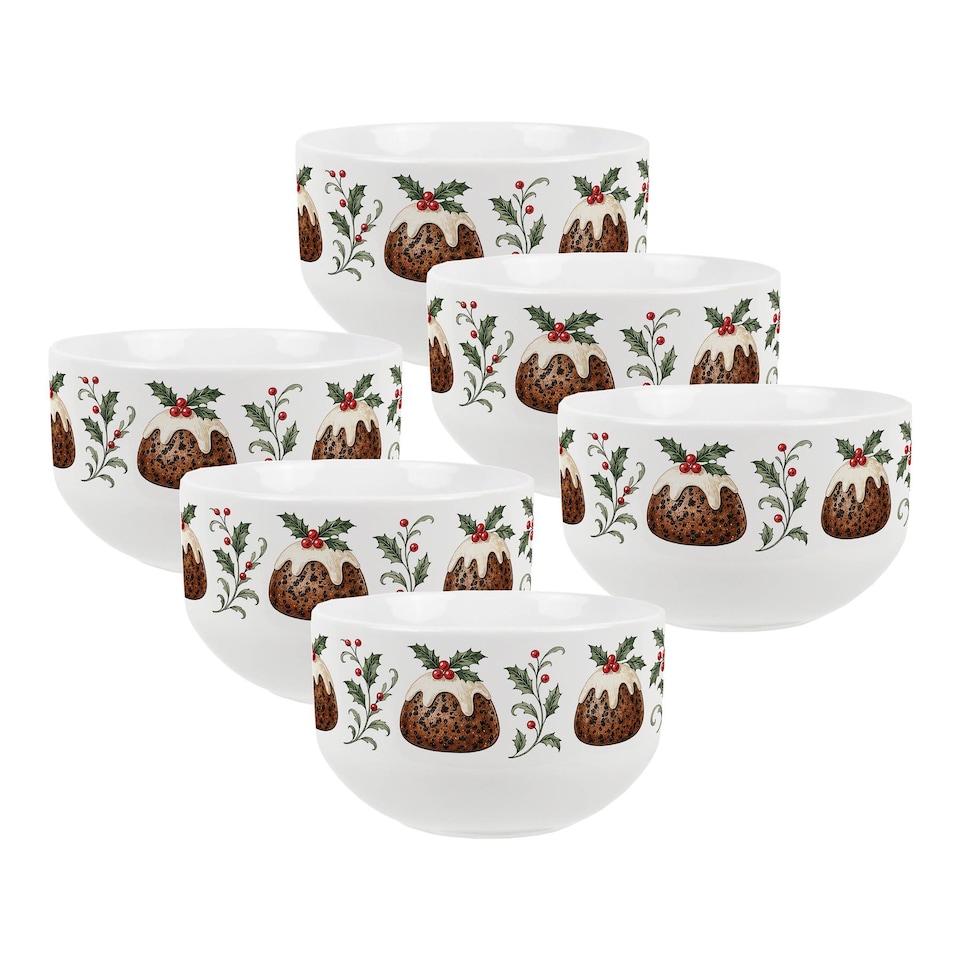 image 1 of Christmas Puddings Ceramic Dessert Bowls - Set of 4