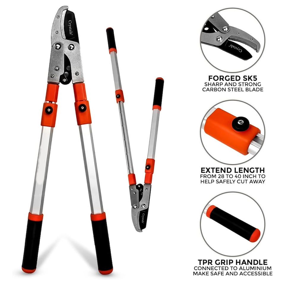 image 1 of Telescopic Anvil Lopper 28'' to 40'' Extending Tree Branch Pruner for Gardening