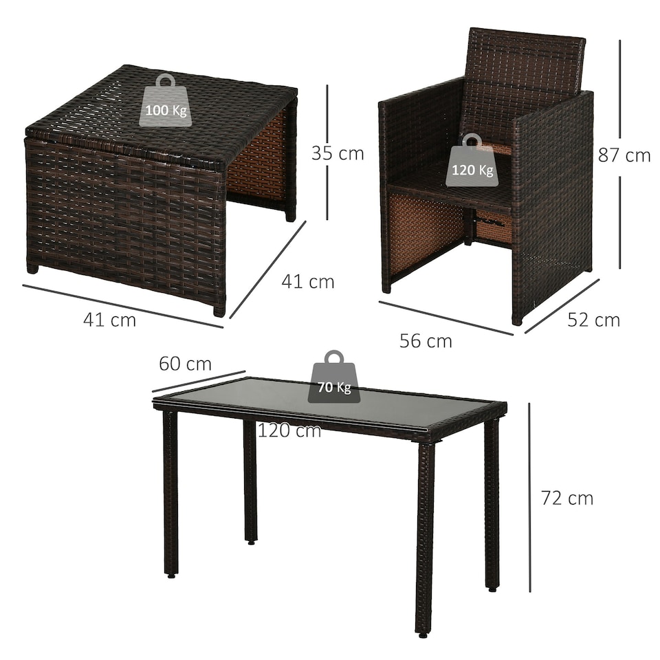 image 1 of Outsunny 5 Pieces Rattan Garden Furniture Sofa Set with Table Chair Foot