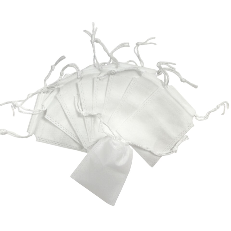 image 1 of Pack of 25 White Coloured 12x9cm Non-Woven Drawstring Bags | White