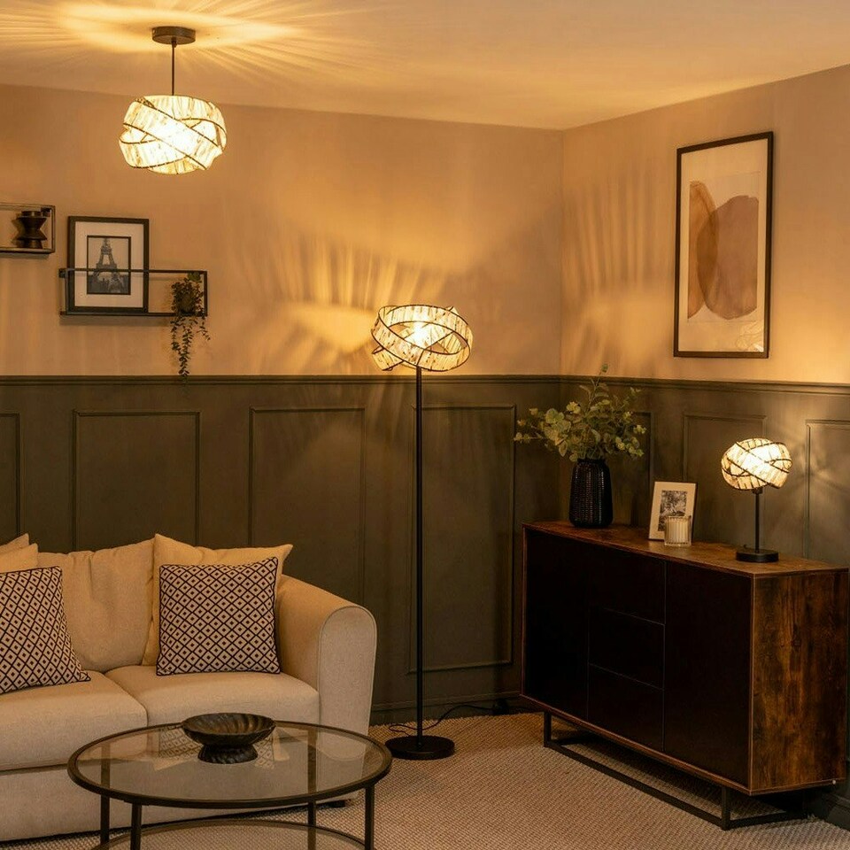 image 1 of ValueLights Hudson Acrylic Jewel Twist Chrome Table Lamp with Tortoise Shell Lampshade - Bulb Included