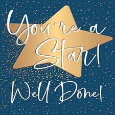 Words 'n' Wishes Congratulations Card - You're a Star - Gold Star and Confetti with Foil Finish - Eco-Friendly