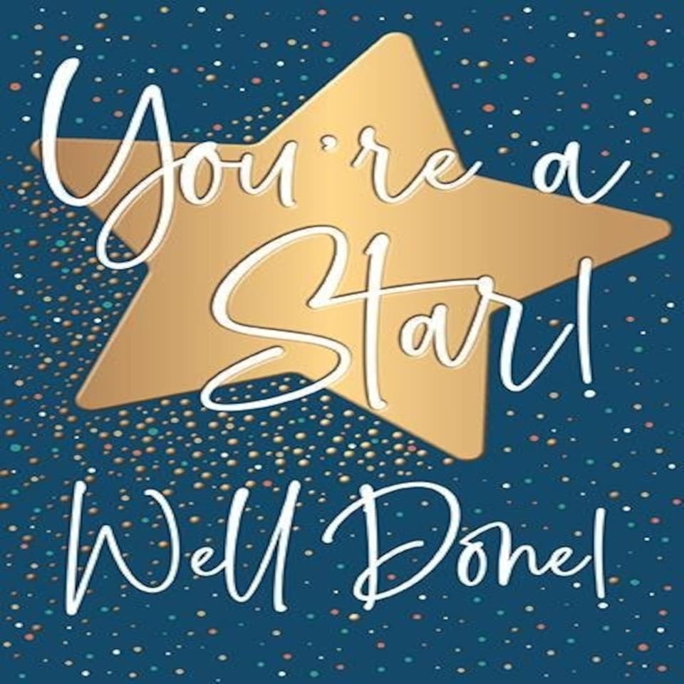 Words 'n' Wishes Congratulations Card - You're a Star - Gold Star and Confetti with Foil Finish - Eco-Friendly