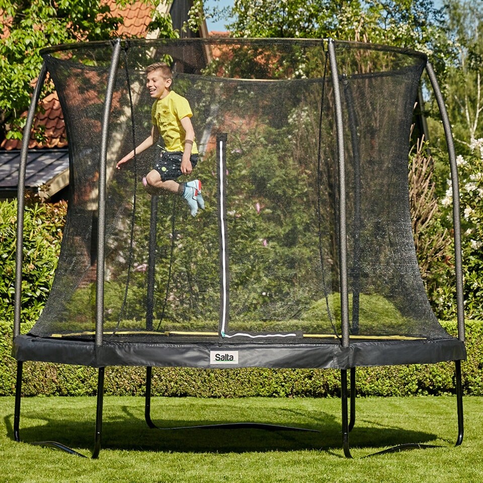 image 1 of 10ft Salta Black Round Comfort Edition Trampoline with Enclosure