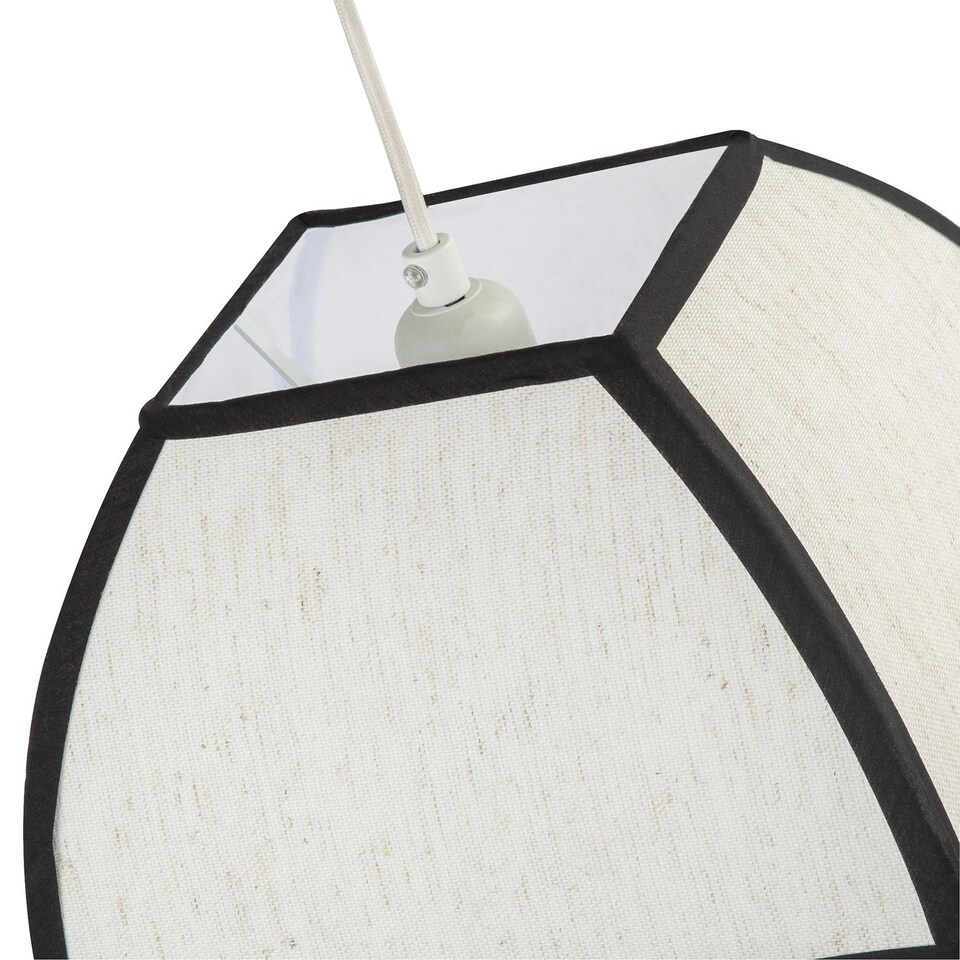 image 1 of Vintage Victorian Square Lamp Shade in Oatmeal Linen and Black Trim | Black | Black | 1