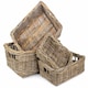 image 1 of Shallow Kubu Grey Rattan Rectangular Basket Set  4 Grey