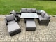 image 2 of Fimous Outdoor Rattan Furniture Garden Dining Set Patio Height Adjustable Rising lifting Table Reclining Chair Sofa With Side Table 2 Big Footstools