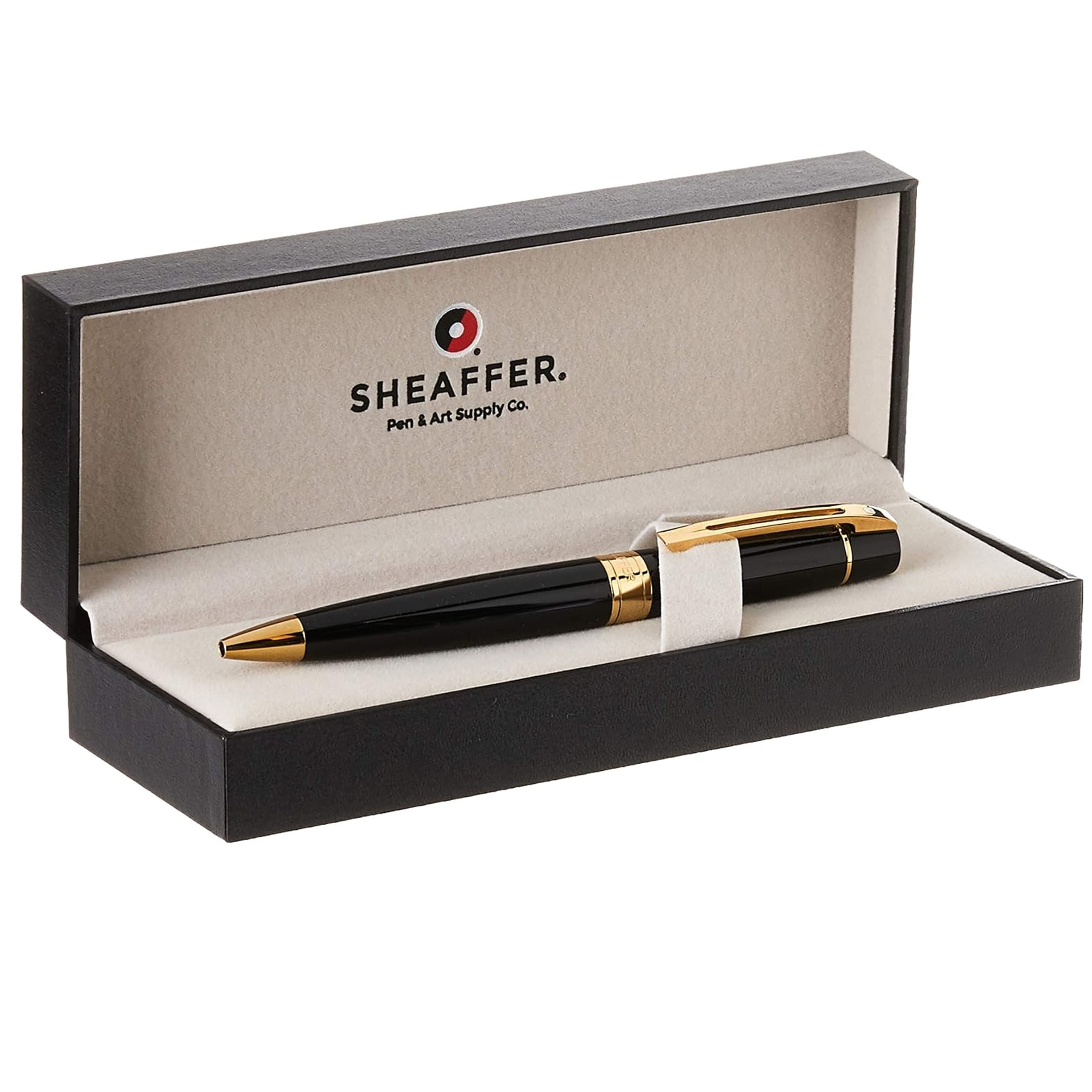 Sheaffer 300 Ballpoint Pen Medium Nib Glossy Black with Gold Tone Trims