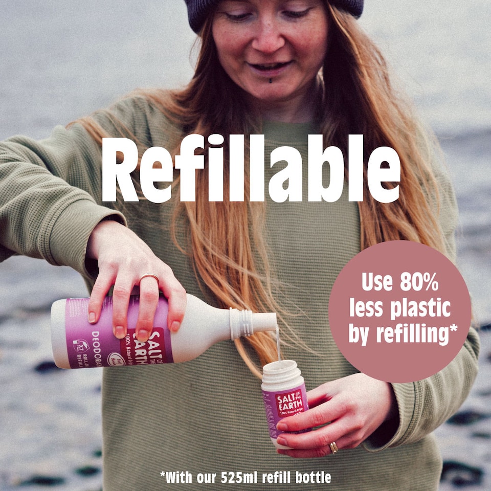 image 1 of Salt of the Earth Women's Refillable Roll On Deodorant Peony Blossom Natural Origin Ingredients & Vegan Formula 75ml | Pink