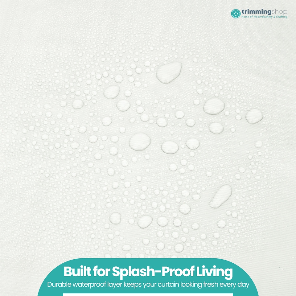 image 1 of PEVA Plain Mould & Mildew Resistant Shower Curtain with 12 Hooks - 180x180cm